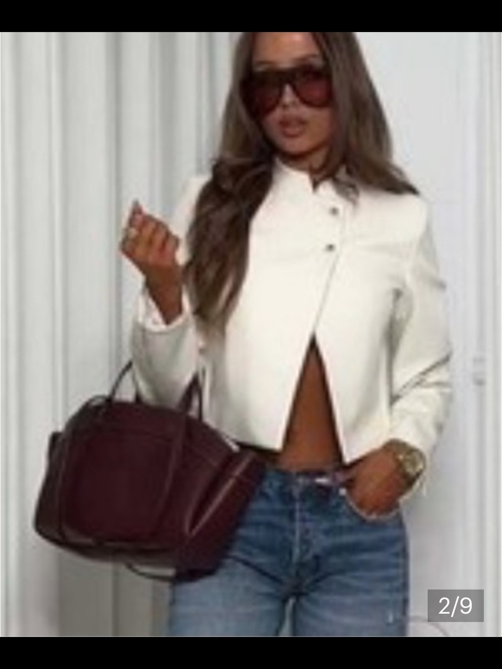 ZARA NWT White Cropped Jacket Minimalist Structured Blazer Chic - Picture 4 of 11